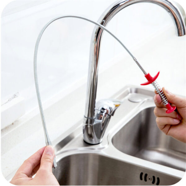 Flexible 60CM reach instantly clears deep, tough drain clogs.