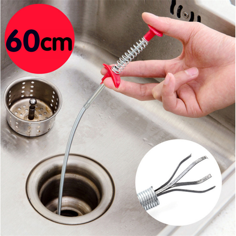 Flexible 60CM reach instantly clears deep, tough drain clogs.