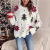 Printed Holiday Loose Casual Knit Sweater For Women