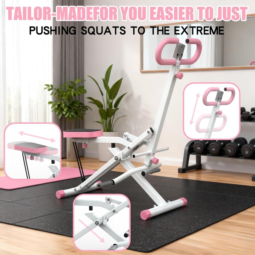 Squat Machine For Home, Assist Trainer For Glutes Workout Foldable With Resistance Bands, For Botty Glutes Butt Thighs, Ab Back Leg Press Hip Thrust For Home Gym Fitness