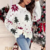 Printed Holiday Loose Casual Knit Sweater For Women