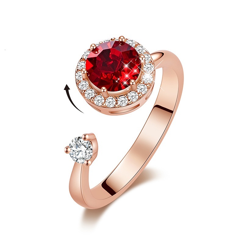 Europe and the United States new personality rotating ring female crystal ring
