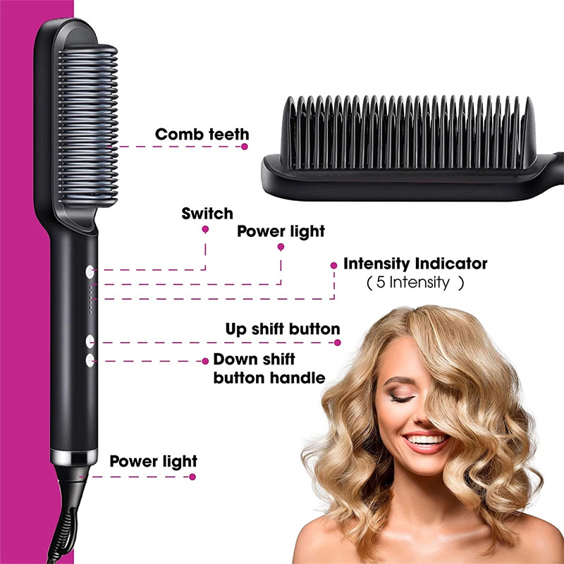 2in1 Hair Straightener Hot Comb Curling Tong Dual-purpose