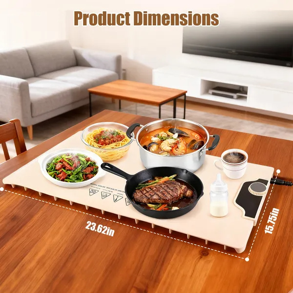 Food Warming Mat 23.6X15.8In 300W Fast Heating Electric Silicone Food Warmer With 14 Temp Levels 10Hrs Timer Settings Roll-Up Portable Hot Plates Heat Pad For Parties Buffet