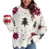 Printed Holiday Loose Casual Knit Sweater For Women